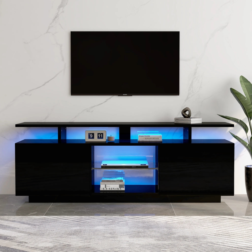 Cassettiera per TV nera in truciolato lunghezza 140 cm