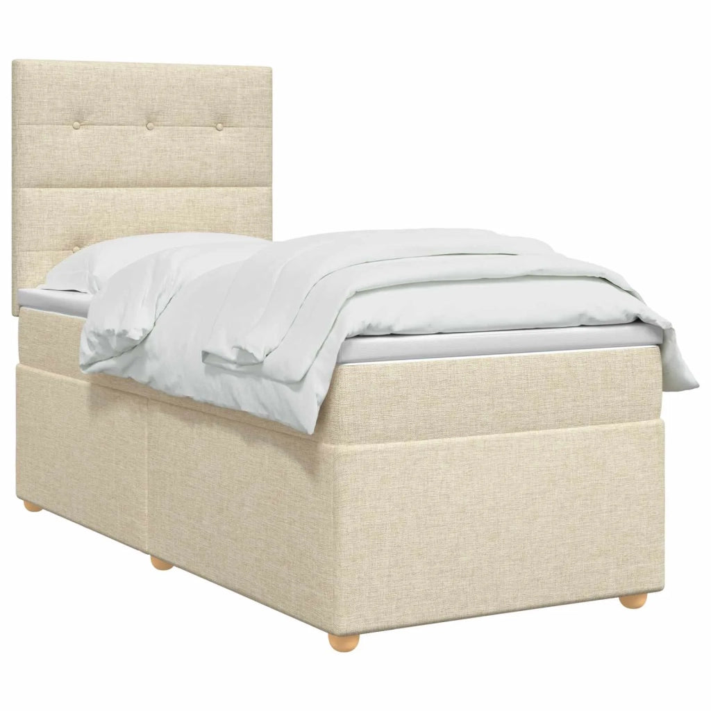 Letto box spring con materasso Crema 100 x 200 cm Tessuto 3455285