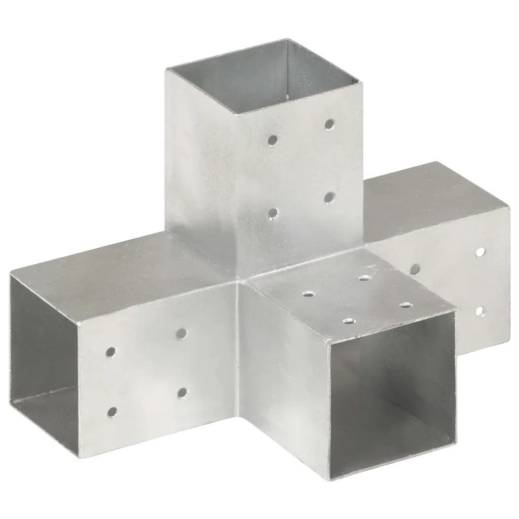 Connettori per Pali a Forma di X 4 pz Metallo Zincato 81x81 mm 145468