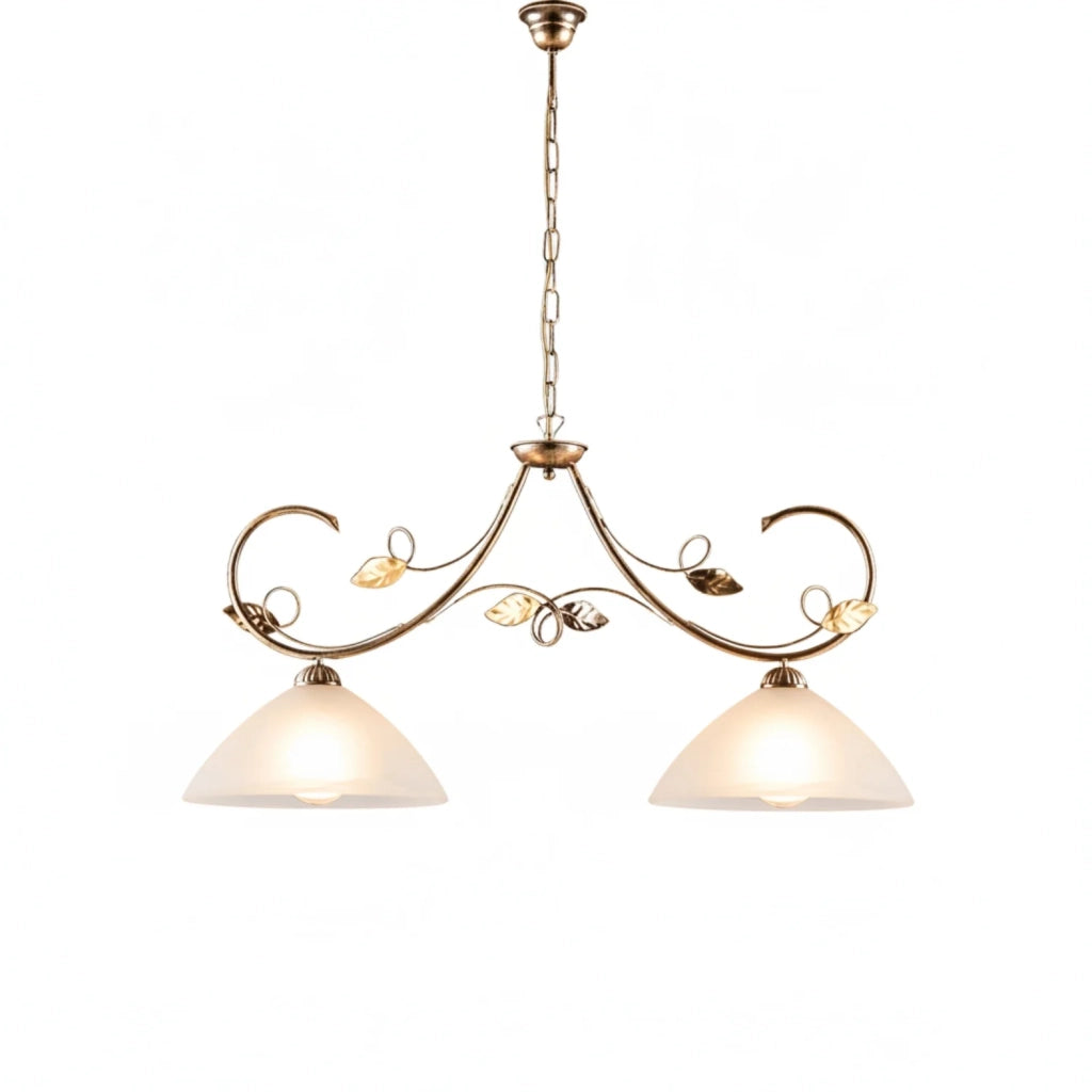 Lampadario Rustico Magnolia 2 Luci Marrone e Bianco LuceArt Classic