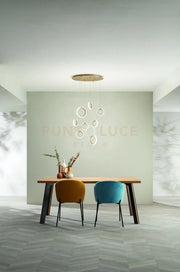 SOSPENSIONE 8 LUCI PINTA ORO LED 3000K 2880LM 48W DIMMERABILE SENZA VETRO DIMMERABILE