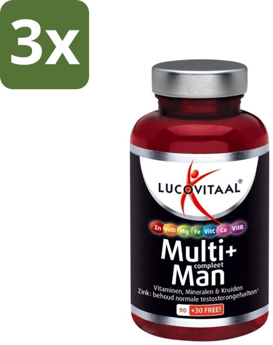 Multi+ Completo per Uomo - 120 Compresse - Salute Maschile - Multivitamine per Uomo - Testosterone - Energie - Vitalità