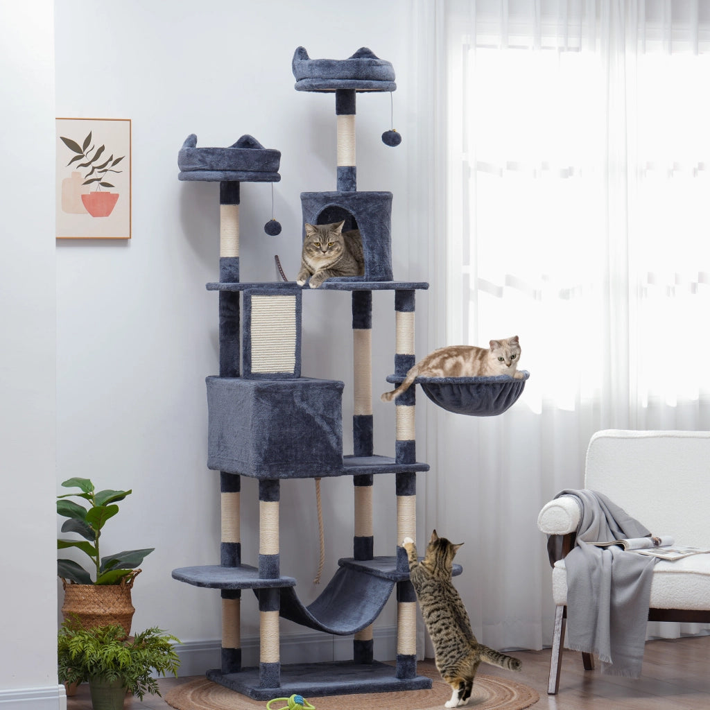 Tiragraffi per Gatti con Piattaforma ¨C Minimal ¨C Grigio Scuro 206 cm