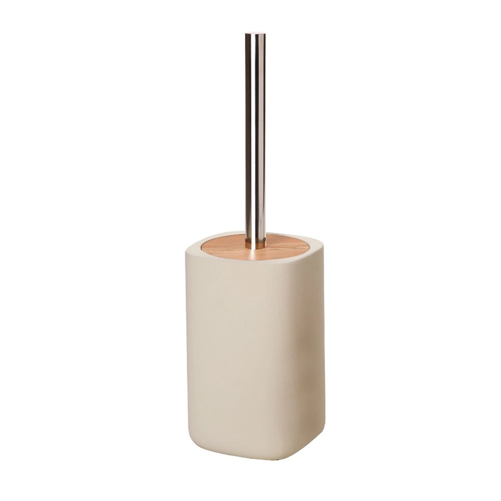 Porta scopino ceramica e legno - serie twin