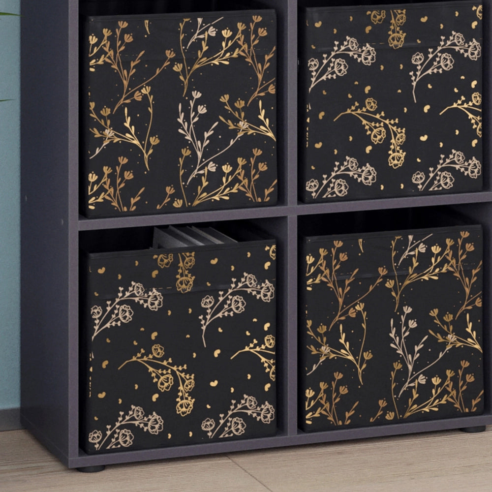 Vicco Scaffale Nero 72.6 x 72 cm con 4 scatole pieghevoli opt.2