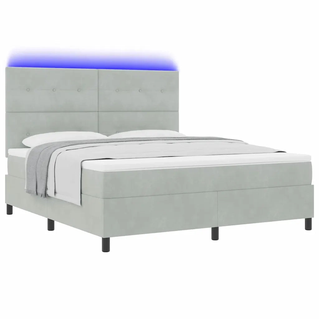 Letto a Sorgente LED Grigio chiaro 180 x 200 cm Tessuto
