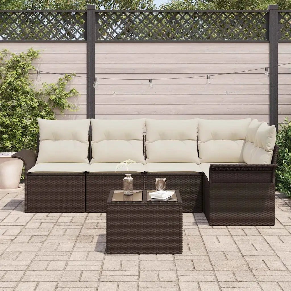 Set Divano da Giardino con cuscino 6 pcs polyrattan