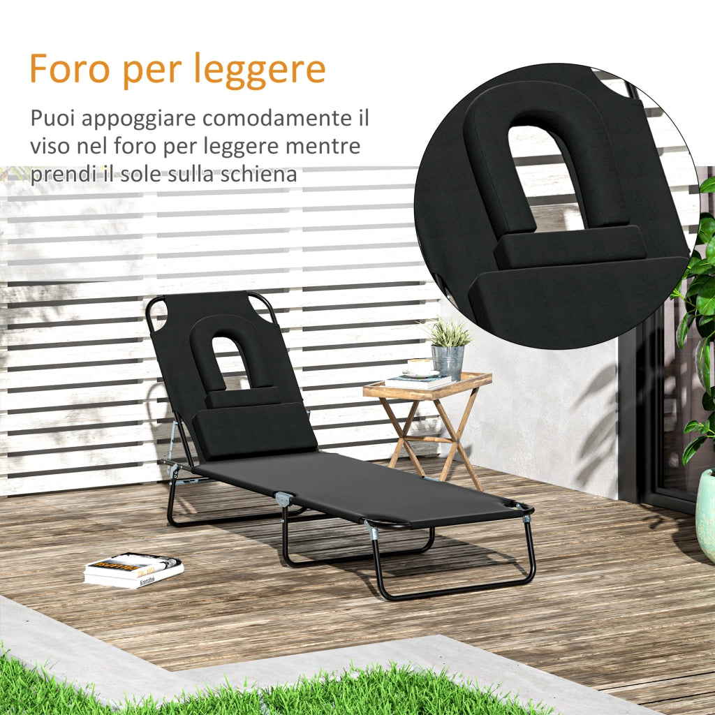 Sdraio Pieghevole da Giardino con Cuscini ¨C Xylo ¨C Acciaio e Tessuto Oxford Grigio