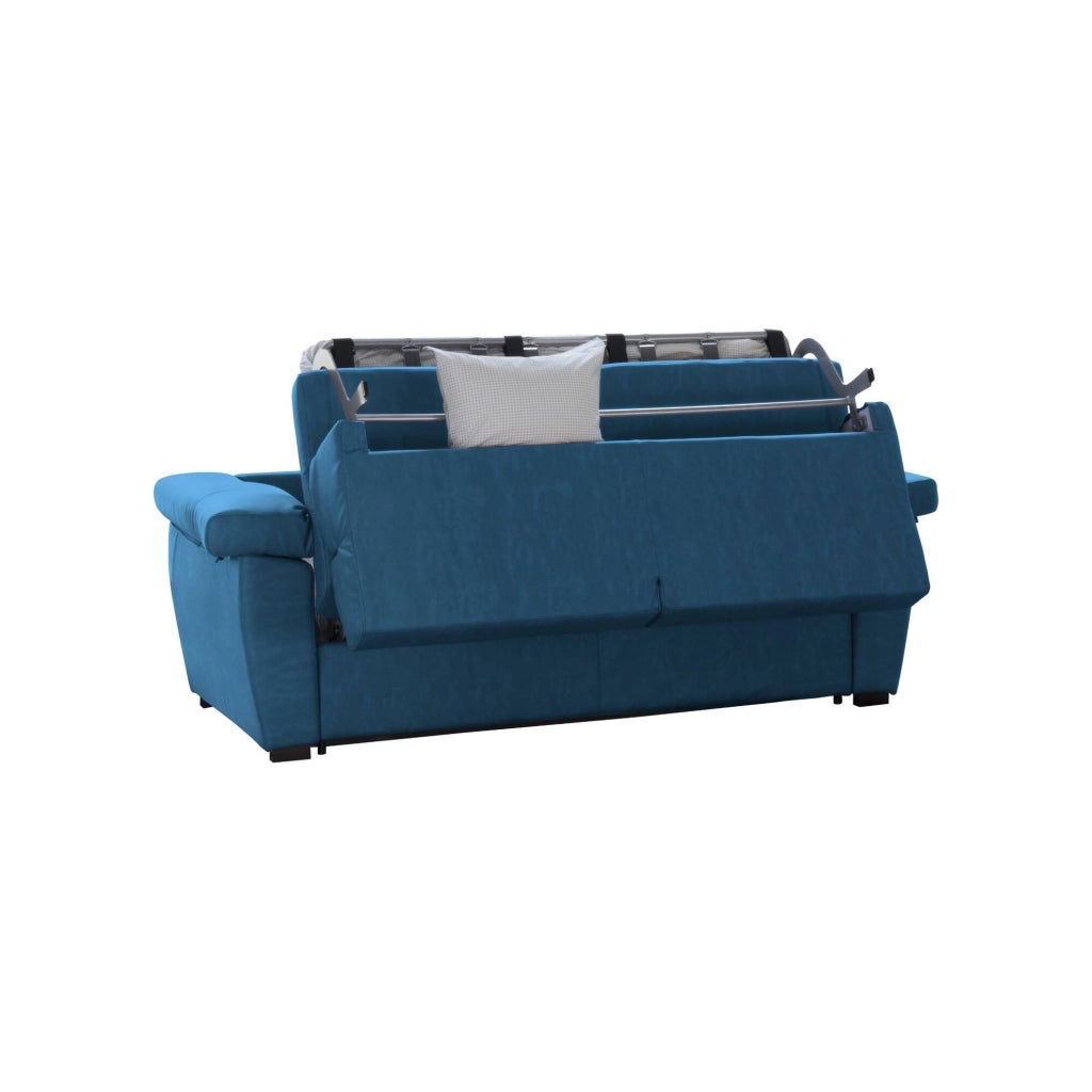 Salorno, Divano Letto 2 Posti Sfoderabile Made in Italy, 185x95 cm blu
