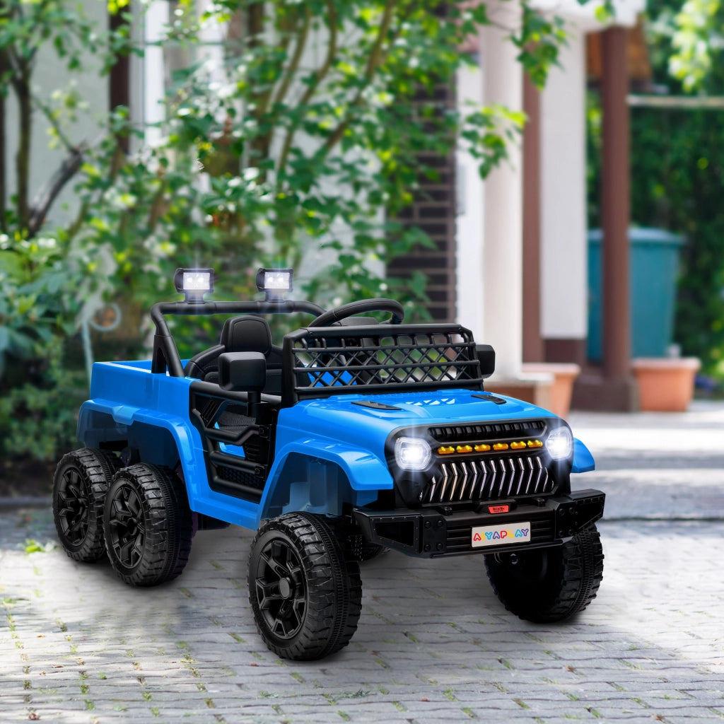 Auto elettrica per bambini con rimorchio e luci LED ¨C zephmum ¨C Blu