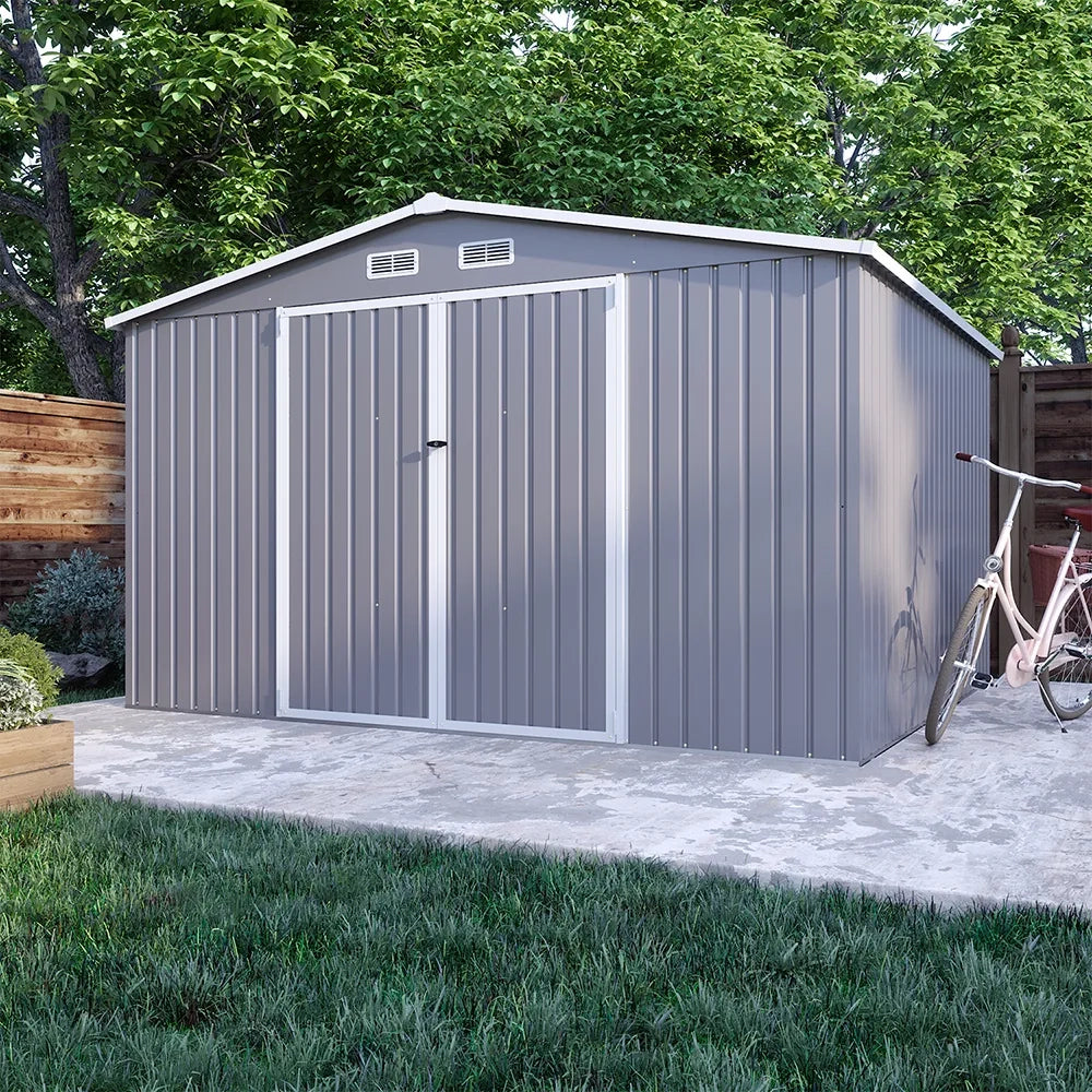 Casetta da giardino in acciaio zincato grigio 3,21x2,77xh2,17 m - 129kg - 8,9 metri quadri