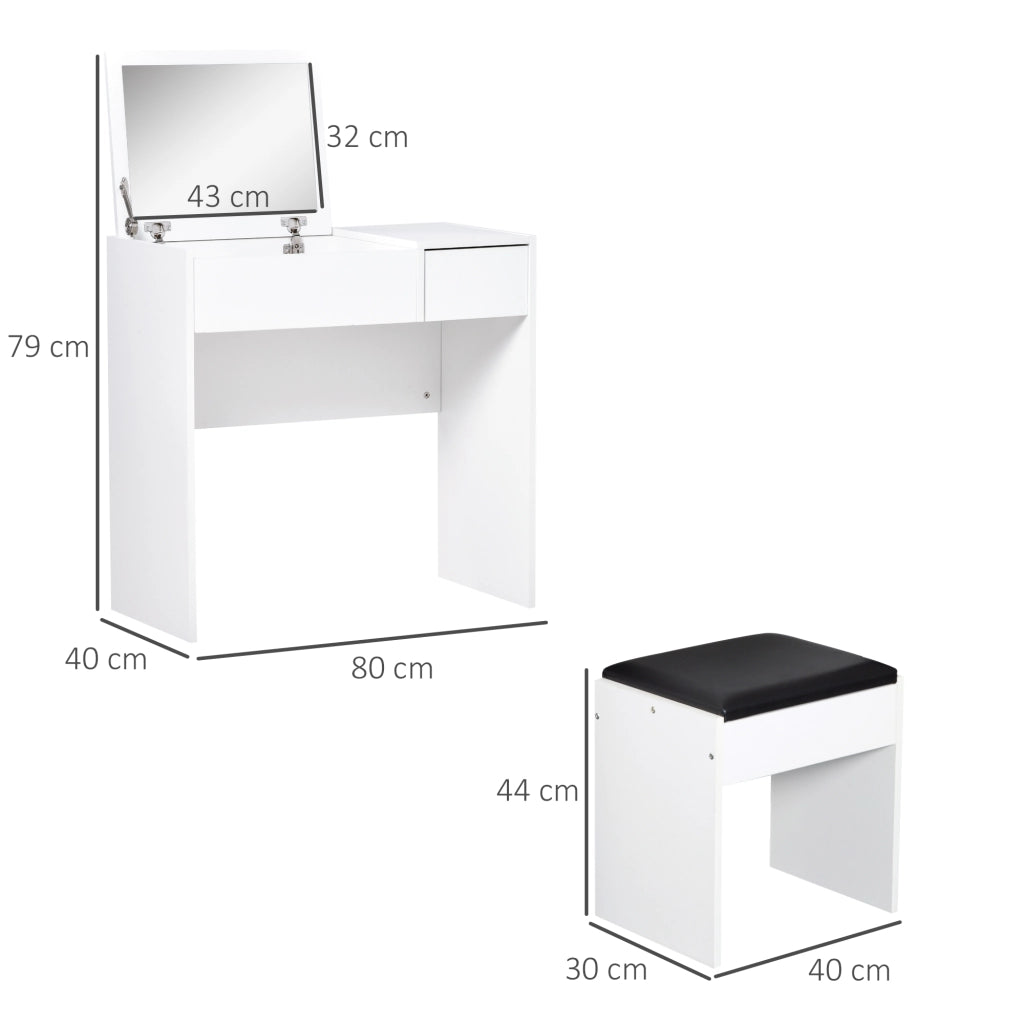 Scrivania da trucco con specchio e cassetti ¨C Minimal ¨C 80x40x79 cm