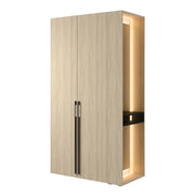 Armadio SORIA 110 cm quercia e nero con specchio LED e nicchia – 2 ante a battente