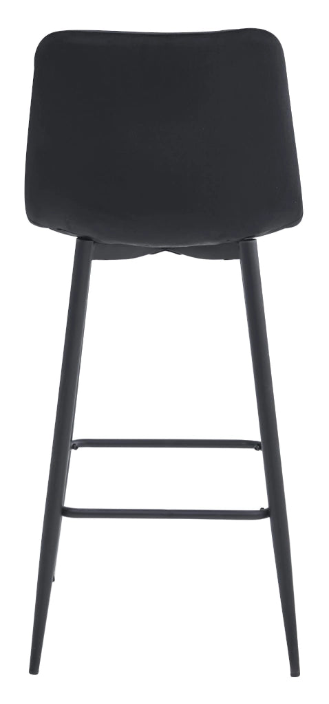 Sgabello da bar Valora Pozza in velluto nero con gambe nere