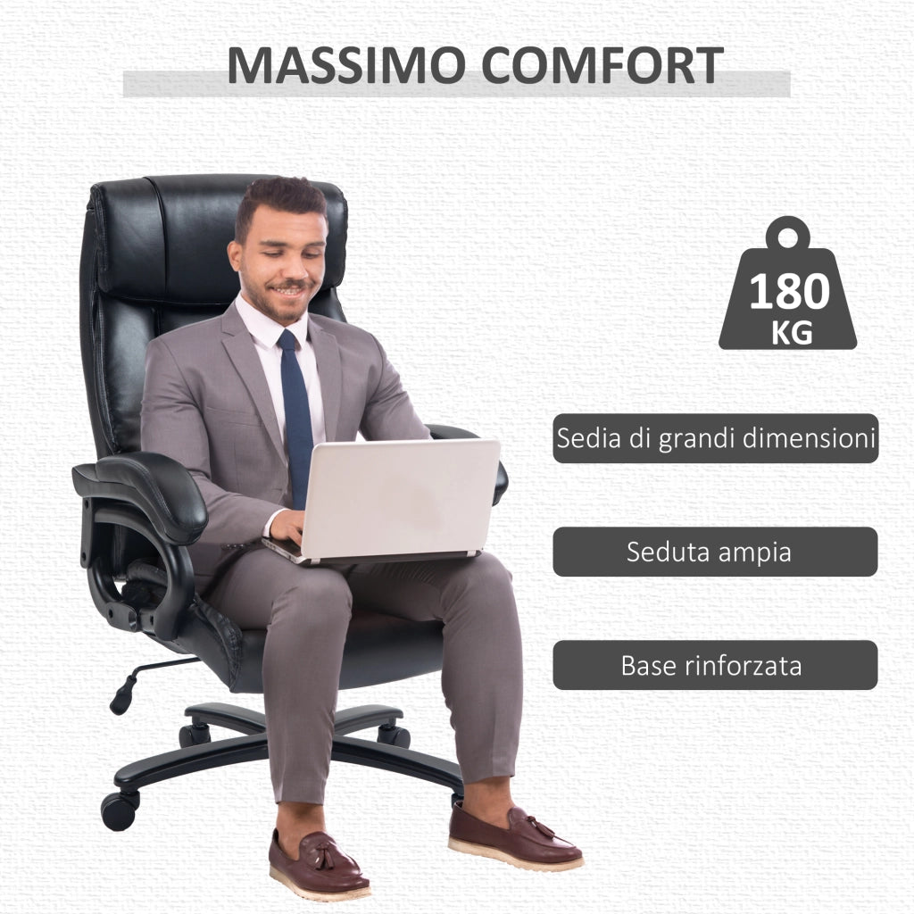 Poltrona da Ufficio Massaggiante e Riscaldata con 2 Punti Massaggio e 8 Programmi, Nera