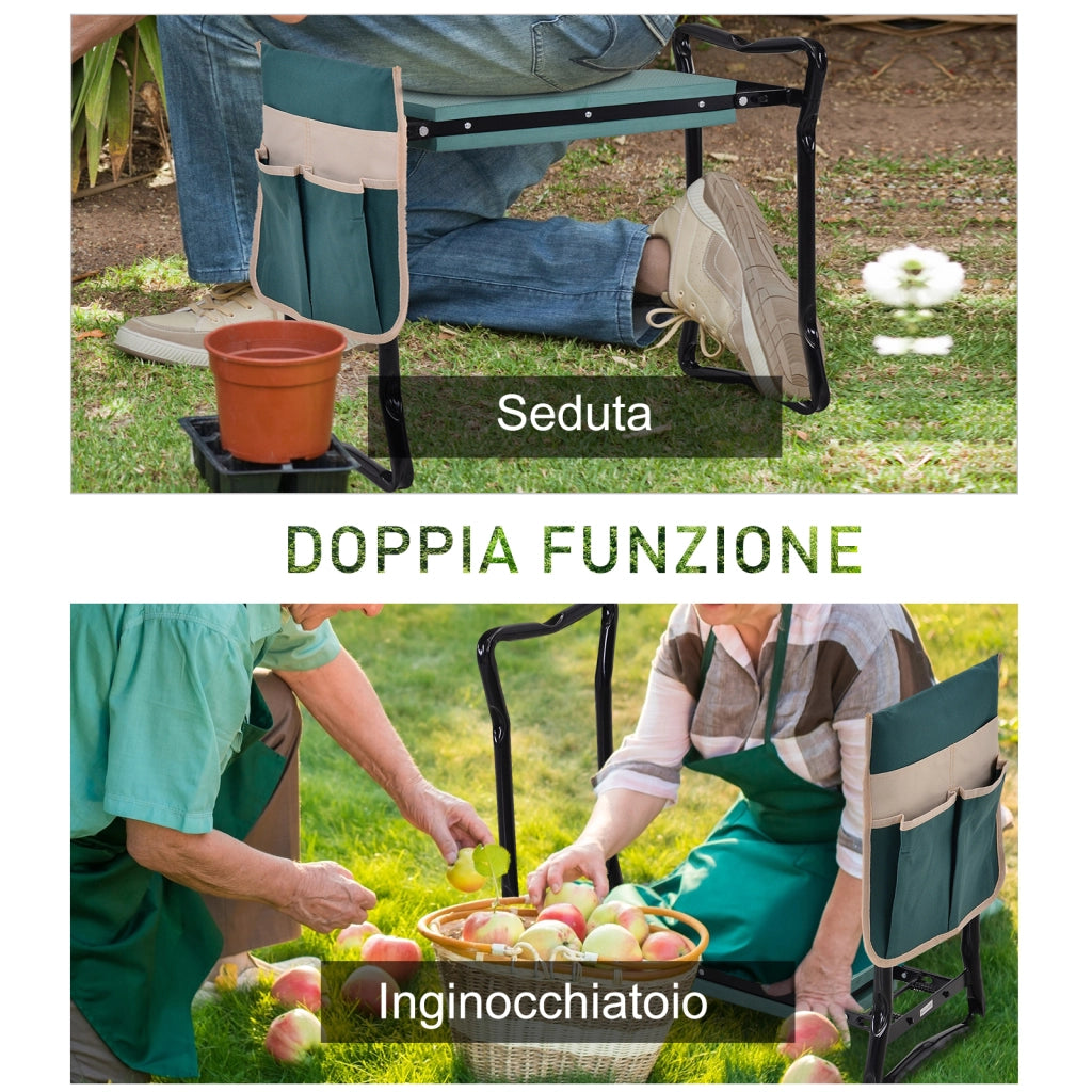 Panca da Giardino Pieghevole 2 in 1 con Cuscini ¨C zephmum ¨C Verde e Nero
