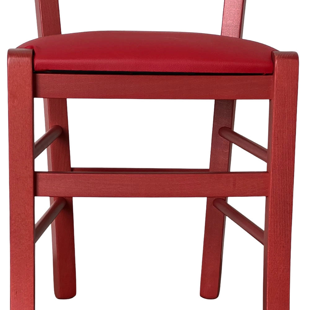 Sedie da sala da pranzo in legno Venezia rosse con seduta in similpelle rosso