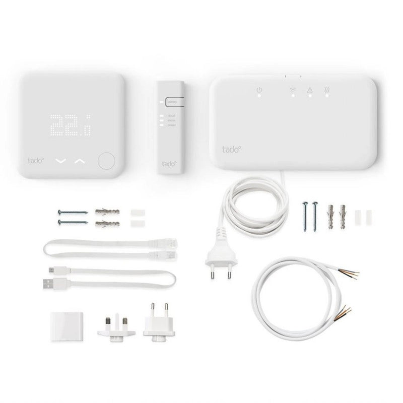 TADO Termostato kit di base V3+. Termostato Intelligente Wireless. Compatibile con Alexa e Google Assistant. Bianco