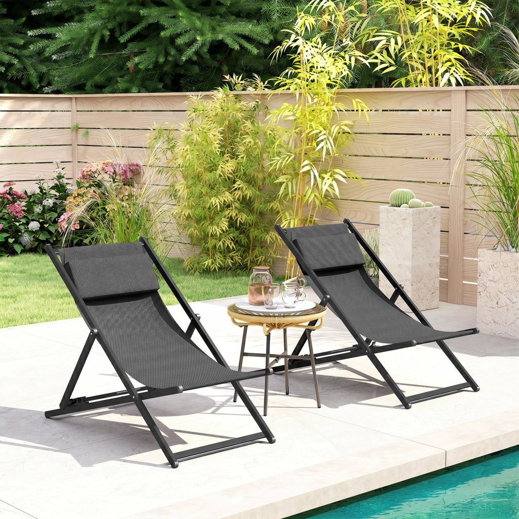 Lettini da giardino pieghevoli 2 pezzi ¨C Minimal ¨C Grigio 60x100x85 cm
