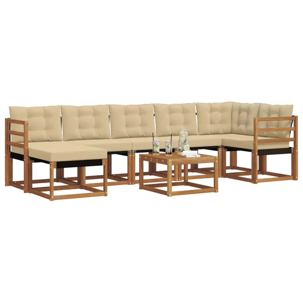 Set di divani da esterno con cuscino 8 pcs Naturale e Beige 3368896