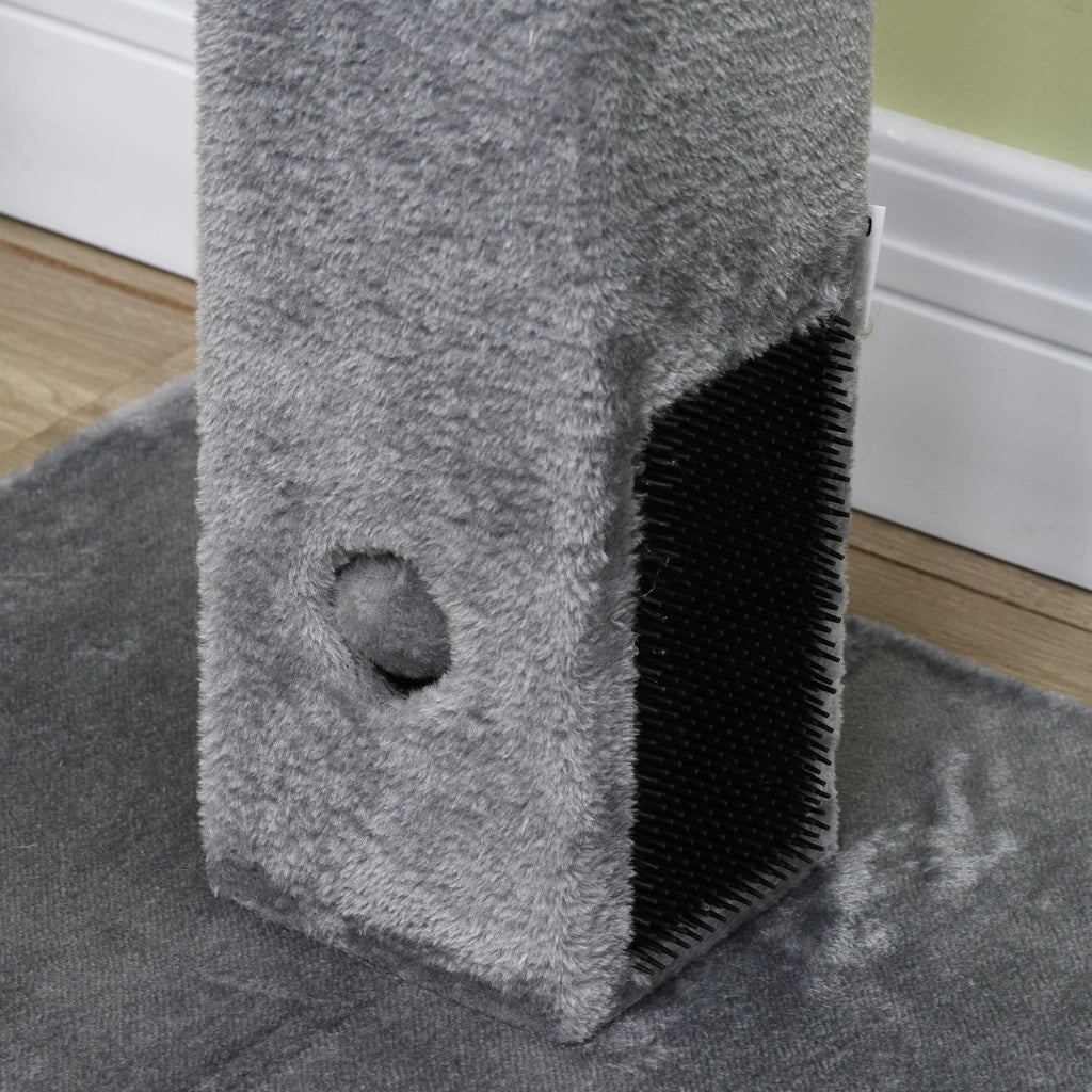 Grattatoio per gatti con palla sonaglio e 2 spazzole ¨C Minimal ¨C 59,5x39x79 cm grigio beige