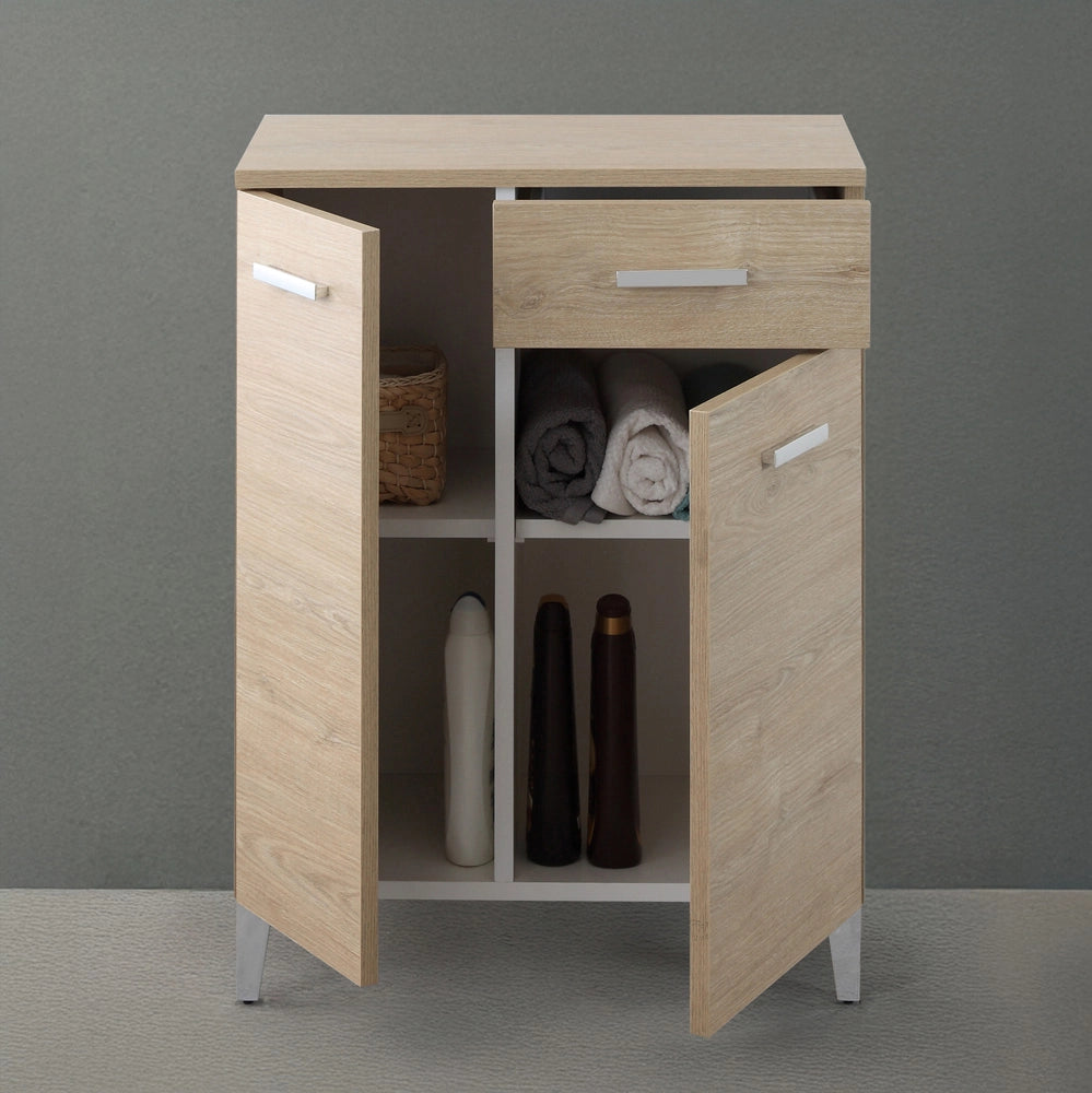 Base multiuso 60x34 cm rovere dolomite con 2 ante e cassetto scorrevole Desya