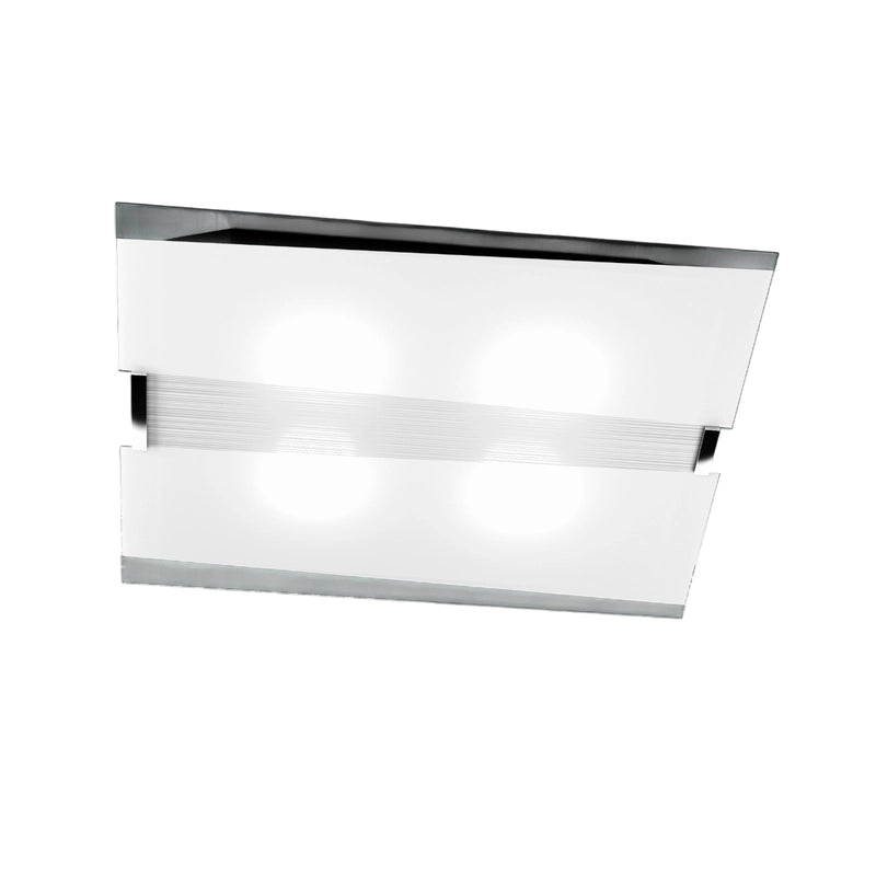 Toplight Plafoniera da soffitto 4 luci Mad con attacco E27, struttura cromo e bianca, design moderno 70x50x10cm
