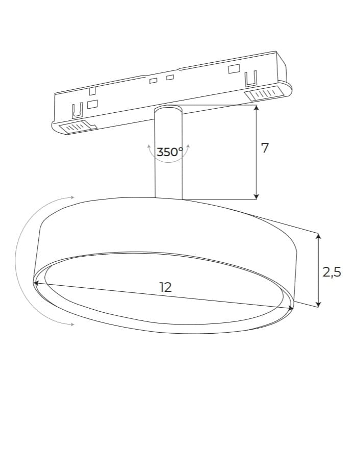 Faretto magnetico bianco tondo 12W 855lm 3000K Maxlight
