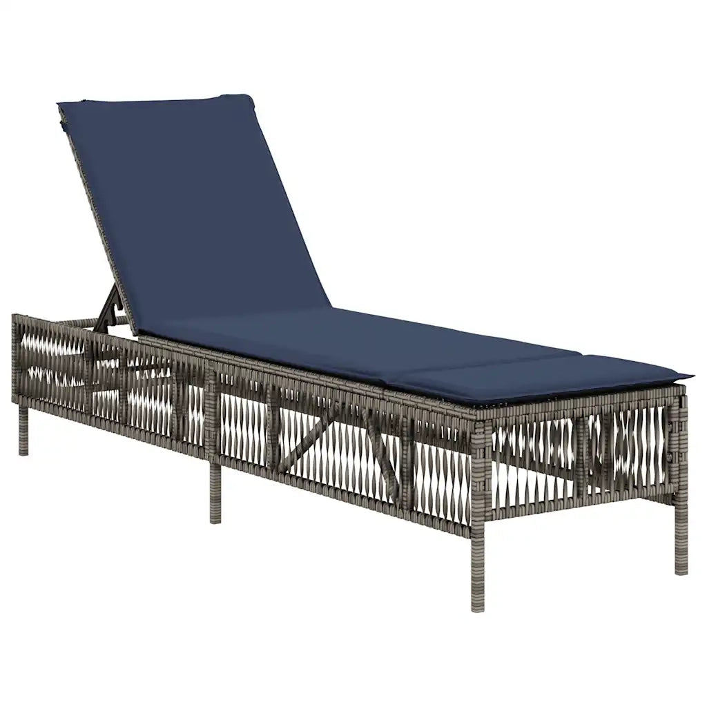 Lettino prendisole con Cuscino in Polyrattan Grigio 4002743