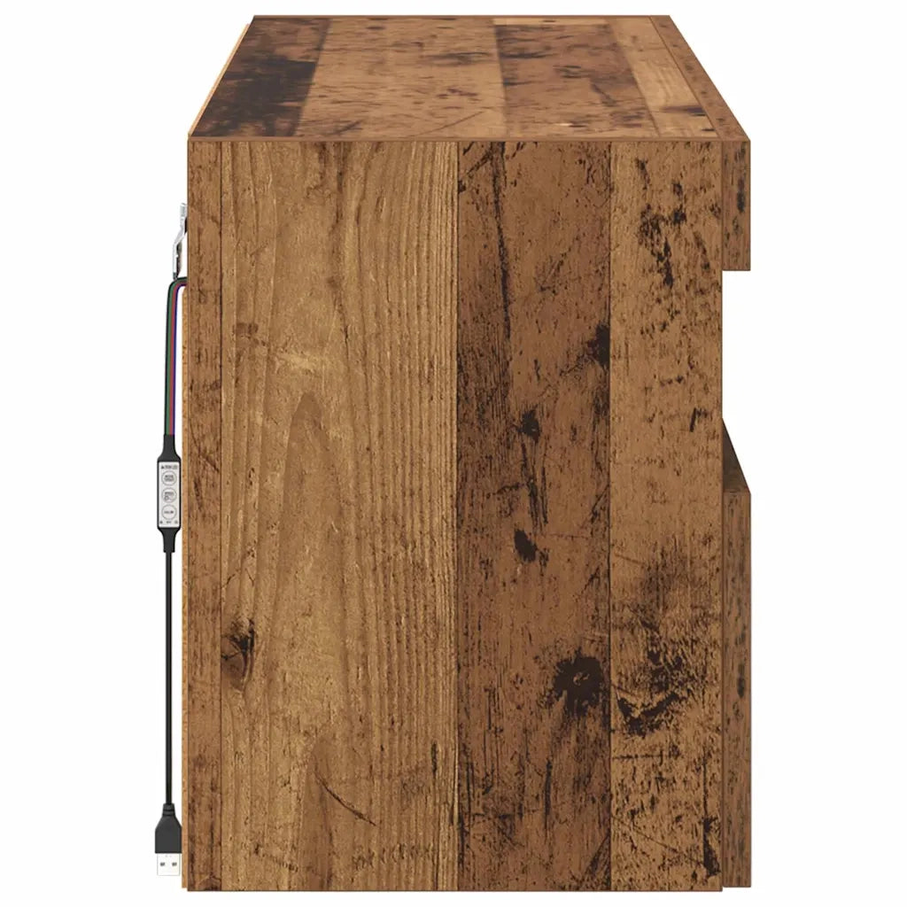 Mobile TV da parete con LED Legno vecchio 100 x 30 x 40 cm 882983