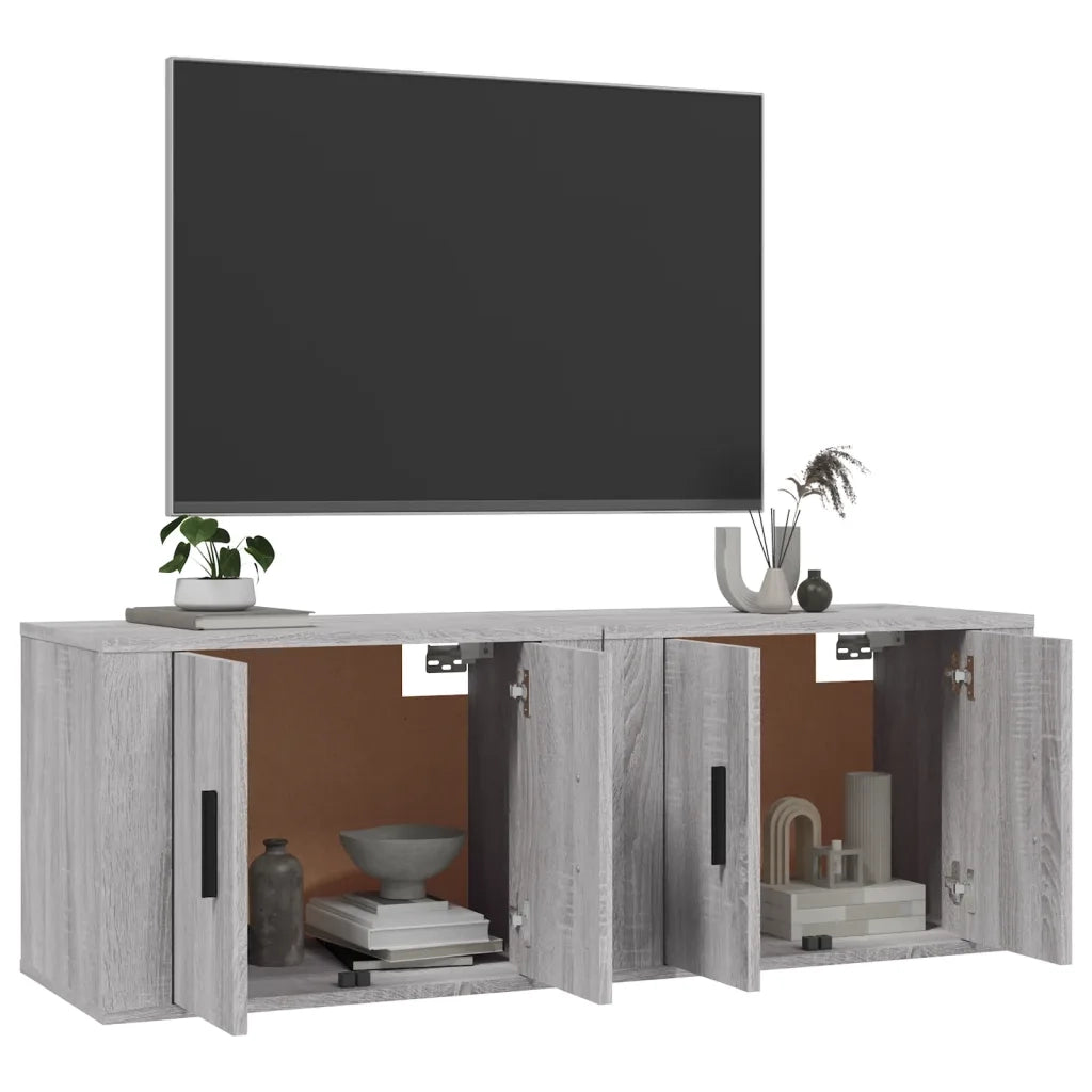 Mobili Porta TV a Parete 2 pz | Armadietto TV | Mobile Porta TV Grigio Sonoma 57x34,5x40 cm