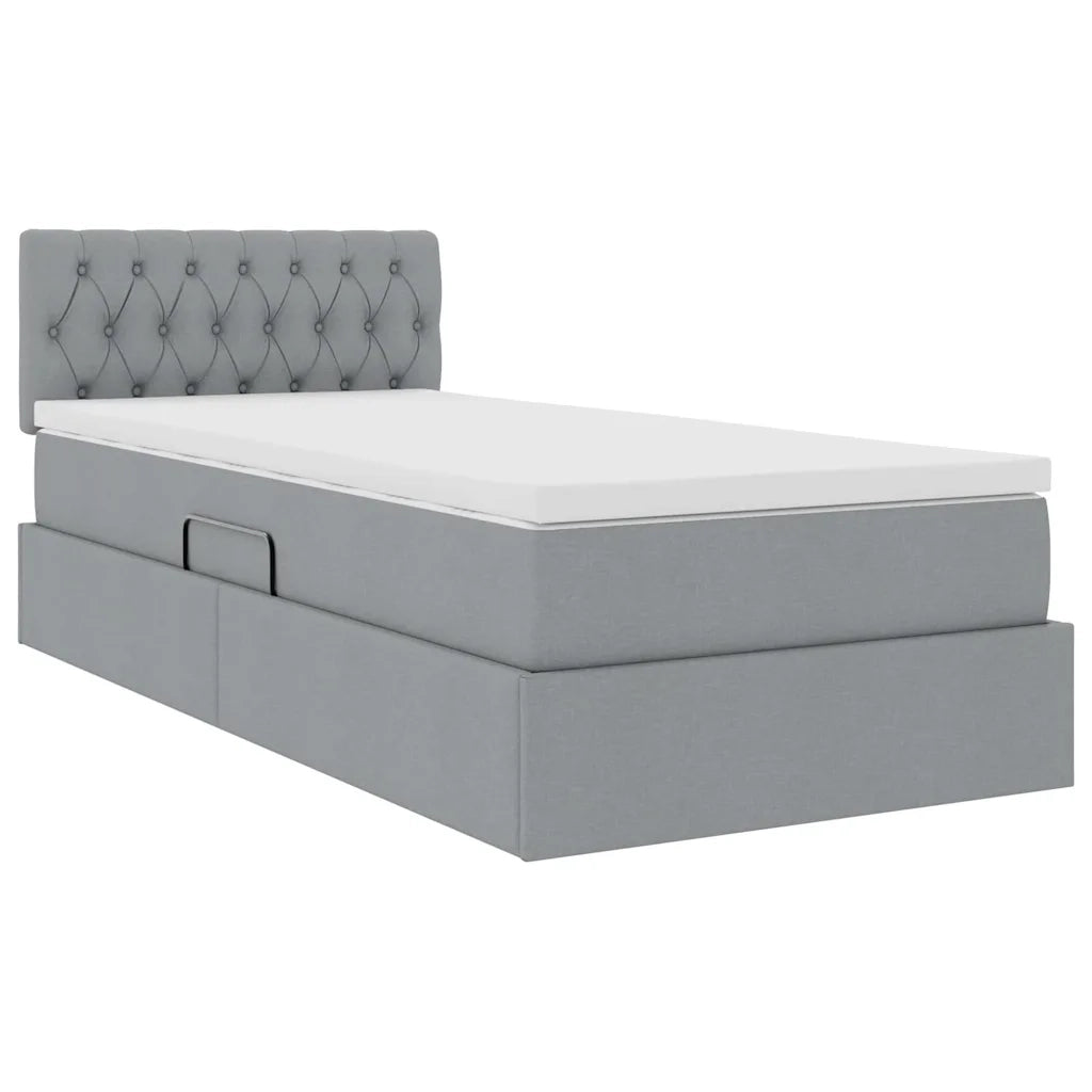 Letto con contenitore e LED Grigio chiaro 100 x 200 cm Tessuto 3371187