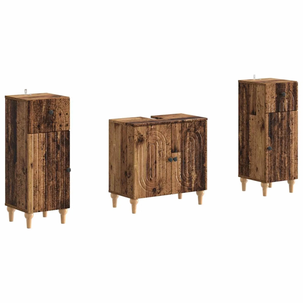 Set di Armadi da Bagno da 2 Pezzi ALKMAAR Legno antico 3417997