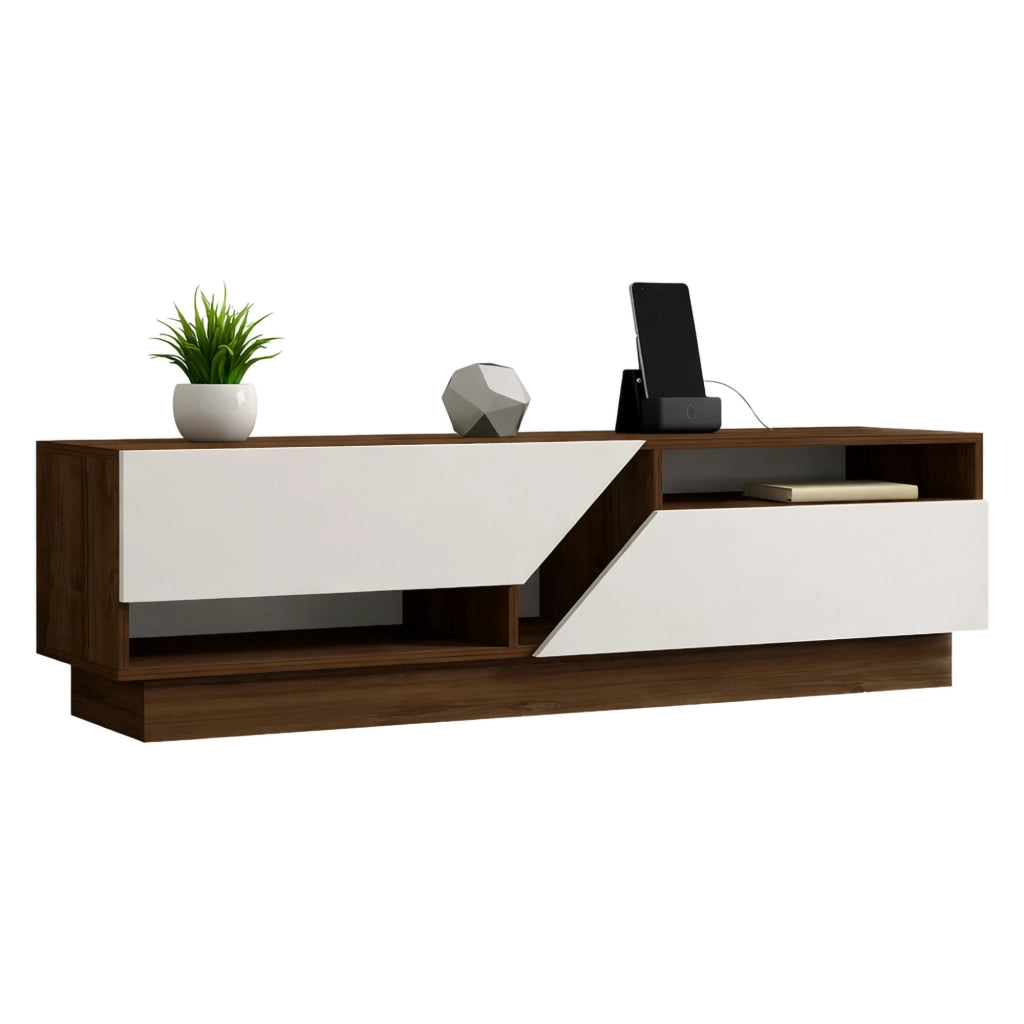 Spilinga, Mobile Porta tv 2 Ripiani, 160x40x45h cm Bianco
