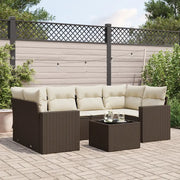 Set Divani da Giardino 7 pz con Cuscini Marrone in Polyrattan 3218713