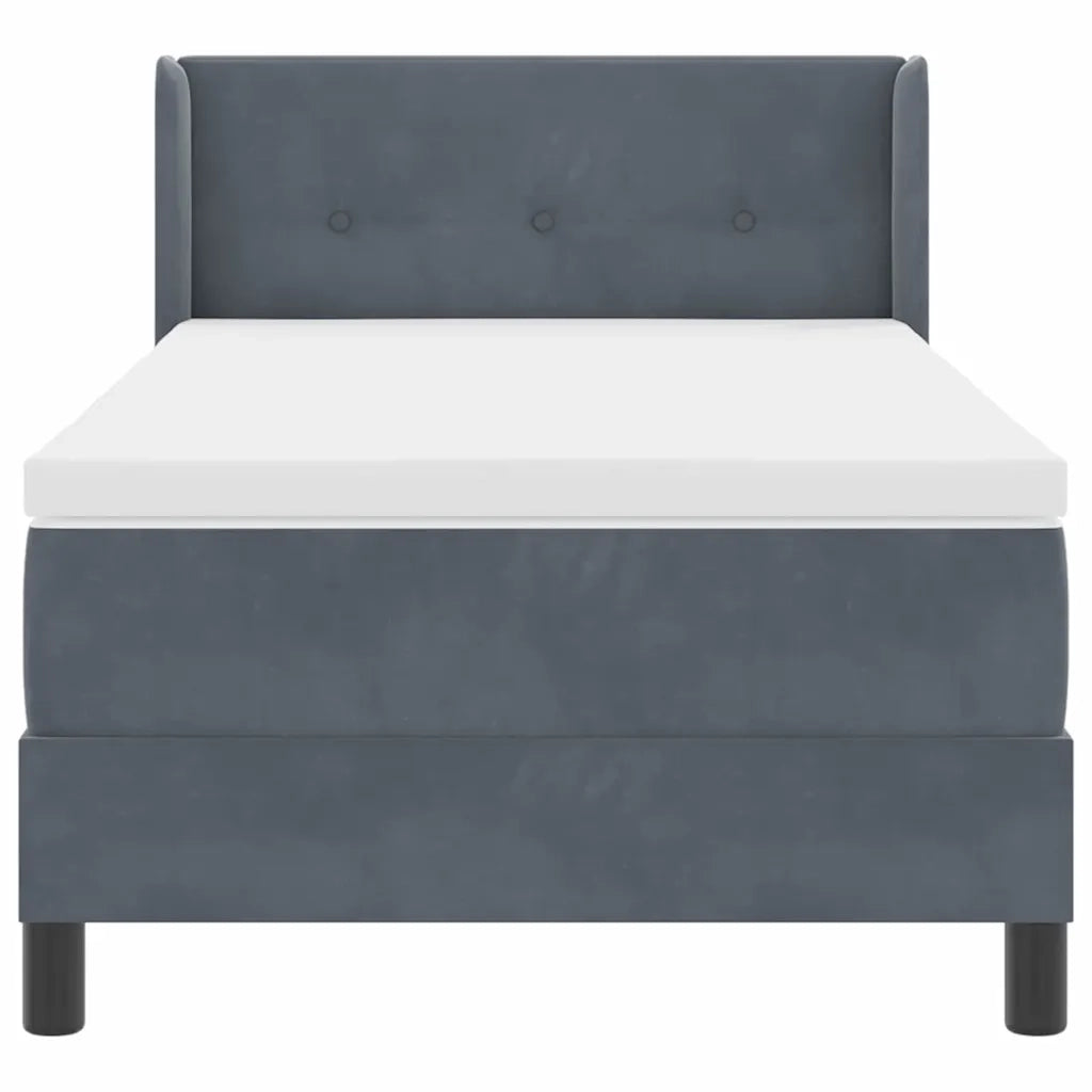 Letto a molle con materasso Grigio scuro 190 x 90 cm Poliestere