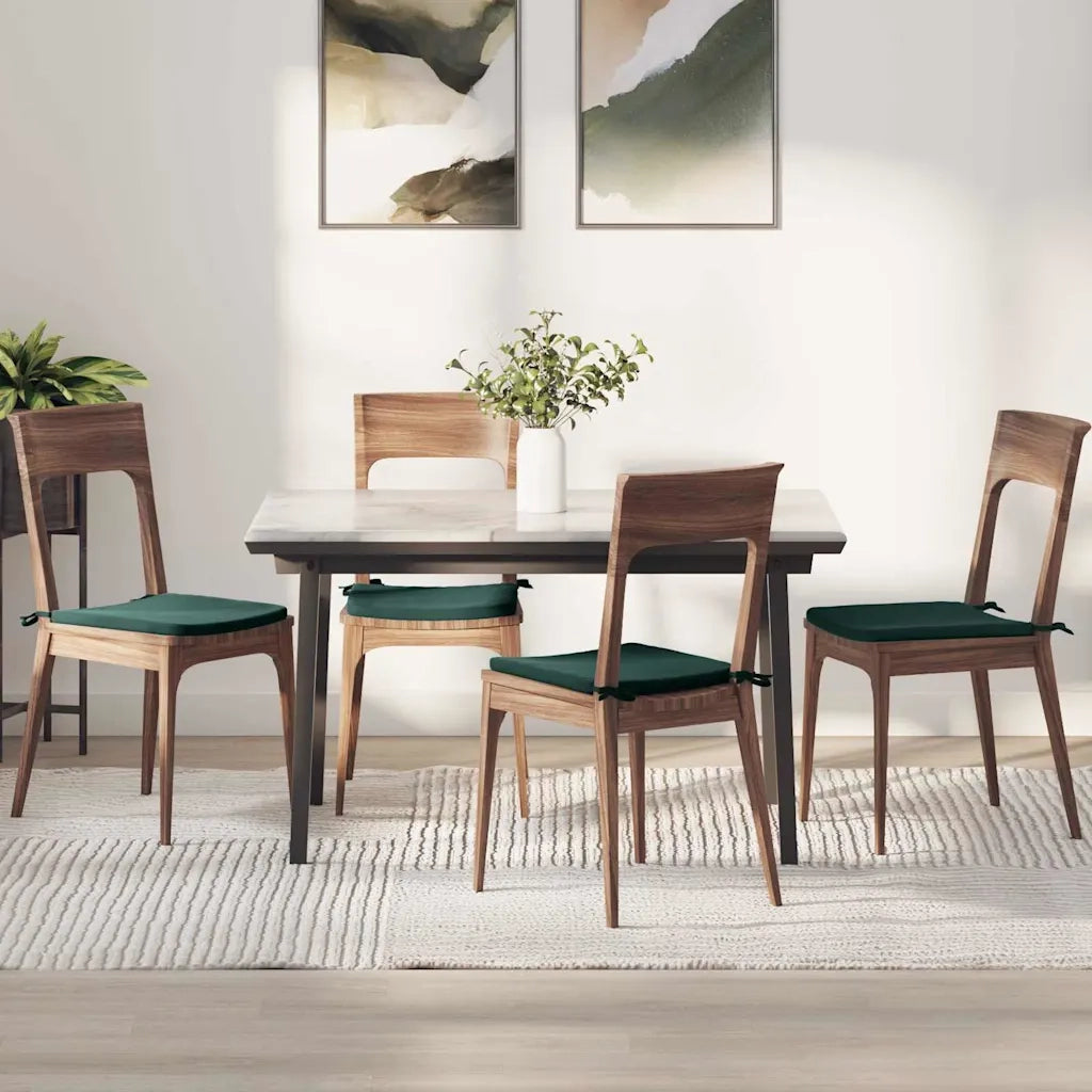 Cuscini per Seduta 4 pz | Cuscini per sedie Verde Scuro 40 x 40 x 3 cm Velluto