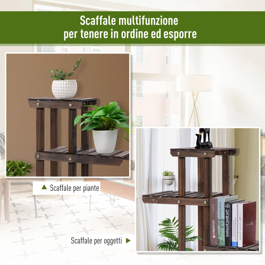 Scaffale Portafiori 4 Livelli ¨C Xylo ¨C Legno con Ruote 123.5x33x80cm