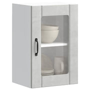 Pensile da Cucina con Porta in Vetro-Mobile Cucina da Parete Lucca Grigio Cemento 891831