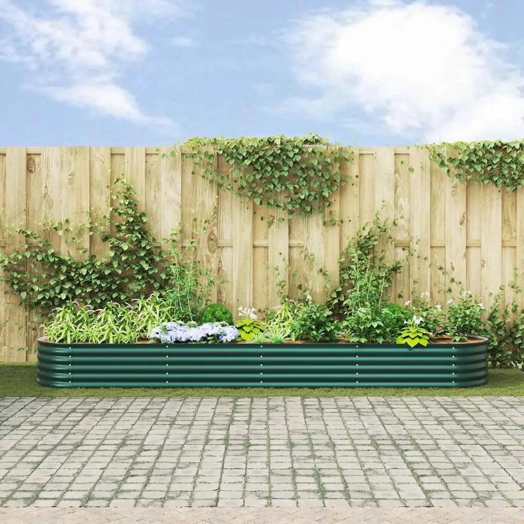 Fioriere | Cassetta per fiori | Letto Rialzato Verde 400 x 80 x 44 cm Acciaio
