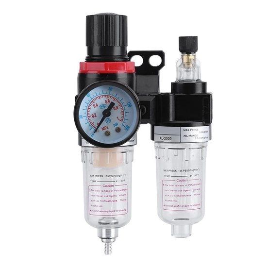 Compressore di aria con separatore olio/acqua - Filtro di aria - Attrezzature pneumatiche - Regolatore di pressione - Filtrazione efficace - Olio ISO VG32