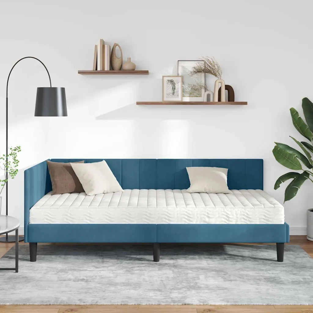 Struttura Letto Angolare con Materasso 2 pcs Blu Velluto 3393887