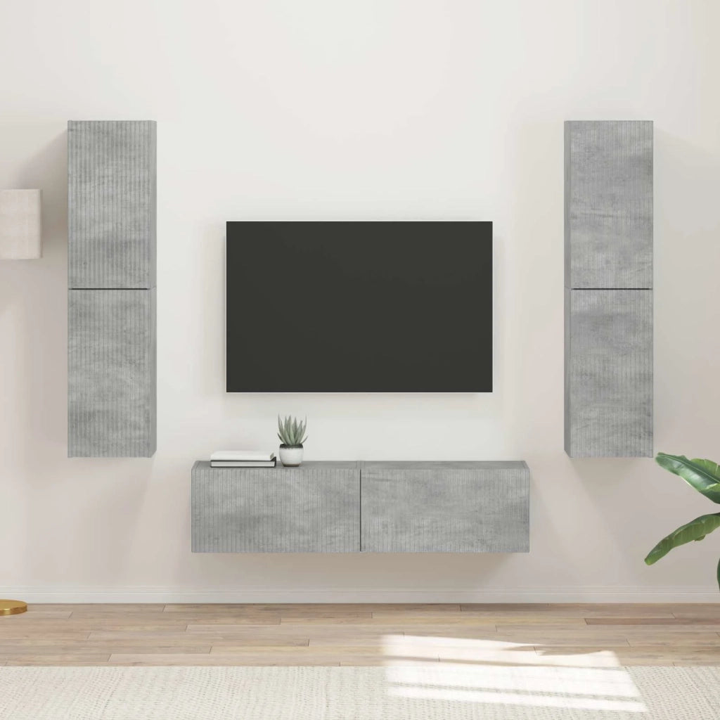 Set mobile TV 6 pcs Grigio cemento Legno multistrato 3409126