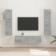 Set mobile TV 6 pcs Grigio cemento Legno multistrato 3409126