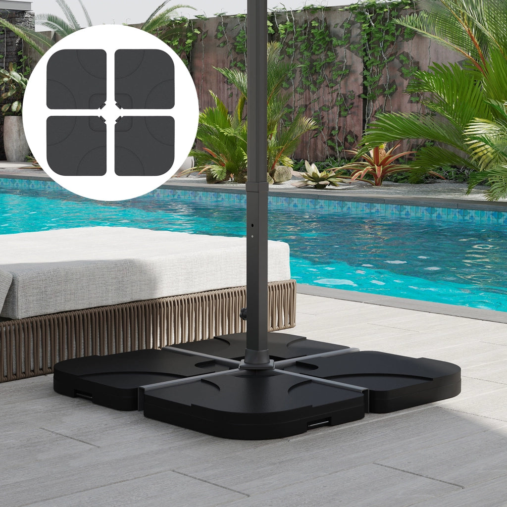 Base per Ombrellone 4 Pezzi ¨C zephmum ¨C Nero 50x50x7.5 cm