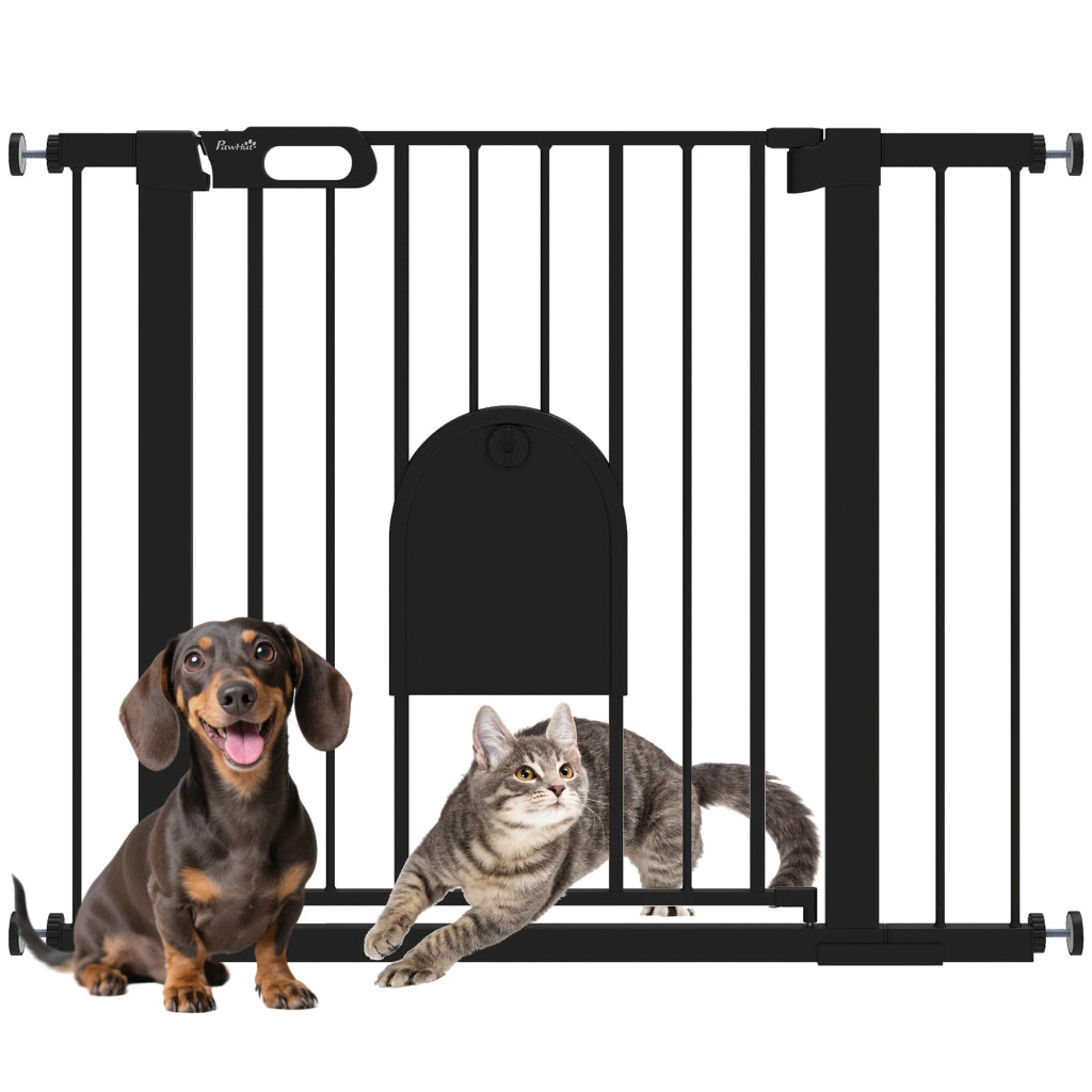 Barriera di sicurezza per animali con porta e chiusura automatica ¨C Zephmum ¨C Nero