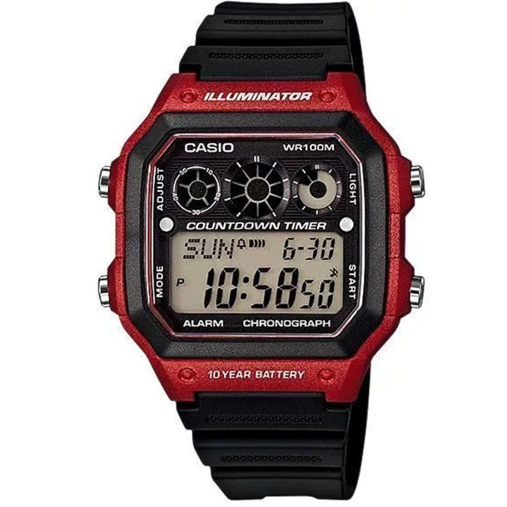 Trade Shop - Orologio Da Polso Casio Ae-1300wh-4avdf Digitale Uomo Sportivo Rosso -