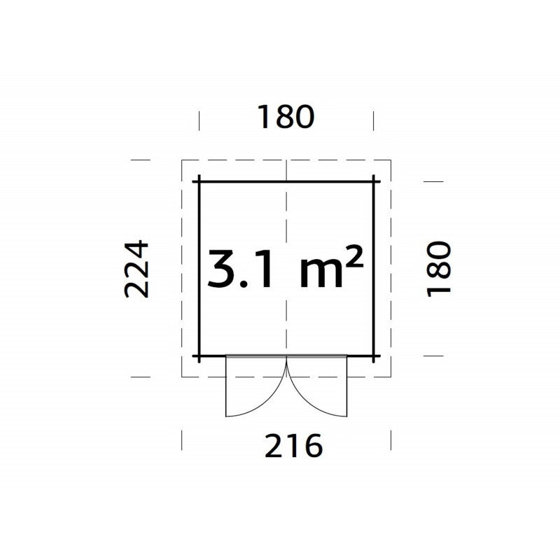 Casetta da giardino in legno 200x200 cm, pareti 19 mm con porta doppia in plexiglass, per ricovero attrezzi esterno compatto - Esterni da Vivere