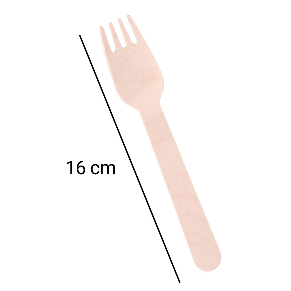 Lotto 50 pezzi Forchette usa e getta in legno biodegradabile da 16 cm Beige Alpina