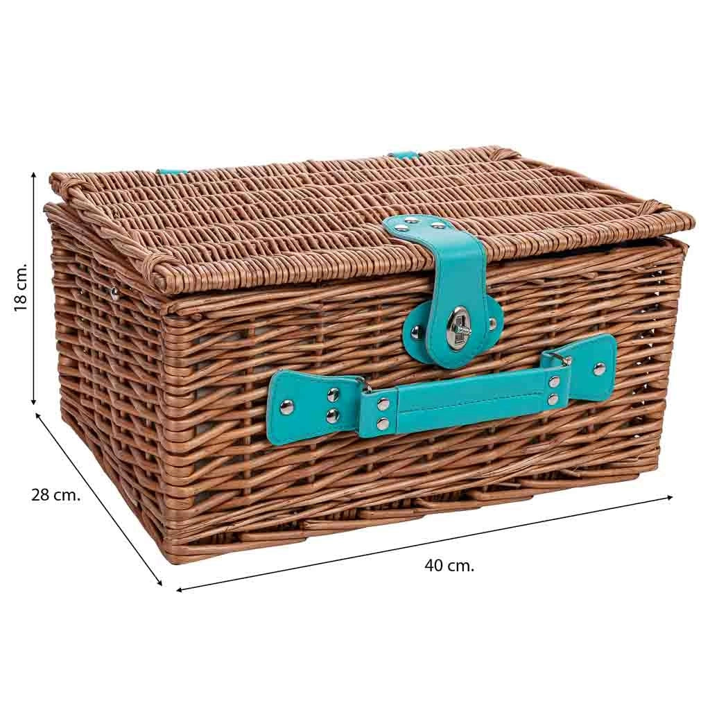 Cestino da picnic per 4 persone, marrone, 40x28x18h cm